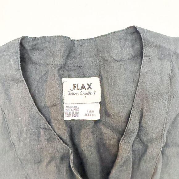 Flax 100% Linen Black Sleeveless A Line Loose Fitting Dress Pockets Size M - Picture 4 of 5